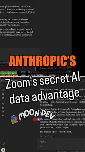 Mind blowing math showing Zoom gives 10-13x more Anthropic exposure per dollar