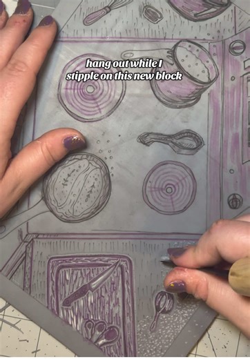 This is a block print I’m working on for my dad. He was a phenomenal chef, and I wish I would’ve let him teach me before he passed. I always thought we’d have plenty of time. I’m learning how to cook on my own now, using the same tools that were originally in his kitchen. … “Whatcha Makin’?” is going to be an 8X10 single color print inspired by the brown cabinets in 90s/00s kitchens. More details and explanation of this print is to come once I can properly sort through my thoughts and get them d