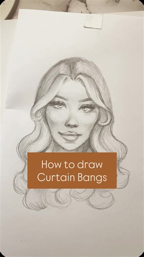 New Moon Princess | KASTALEIA on Instagram: "How to easily draw curtain bangs #drawingtutorial #artreels #howtodrawhair"