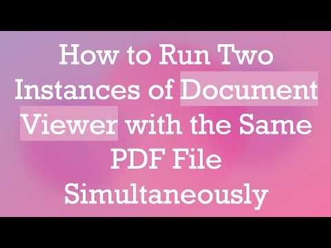 How to Run Two Instances of Document Viewer with the Same PDF File Simultaneously