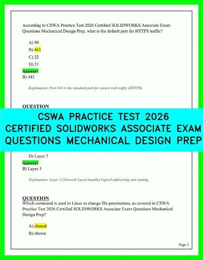CSWA PRACTICE TEST 2026 CERTIFIED SOLIDWORKS ASSOCIATE EXAM QUESTIONS MECHANICAL DESIGN PREP 2026