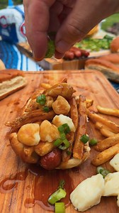 13K views · 1.7K reactions | Poutine Hot Dogs  Recipe: -Grill those hot dogs (glizzies) -Toast that bun. -Top with this: — crispy french fries — cheese curds — good brown gravy — green onion slices #hotdog #poutine #fourthofjuly #canadaday #hotdogs | Redwhiteandbbq | Facebook