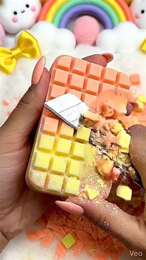 Kawaii Soap Cutting ASMR 🌈☁️ Satisfying Grid Soap Chunks & Pastel Rainbow Sounds #asmr