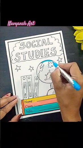 Social Studies front page design✨💖🌏 #borderdesign #drawing #projectworkdesign #youtubeshorts