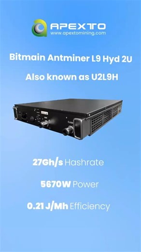 Antminer L9 Hyd 2U | 27Gh/s Scrypt Miner for DOGE, LTC & BEL