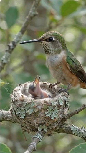 Tiny Life Begins: Allen’s Hummingbird’s First Chick Feeding”