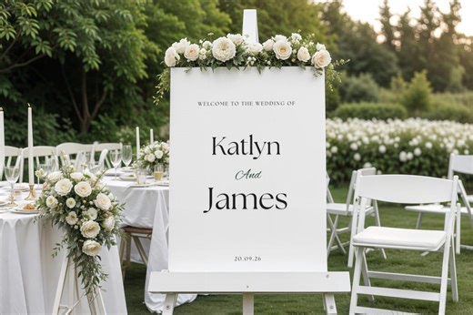 Minimalist Wedding Welcome Sign Template, Modern Entrance Decor (Canva Printable),LX34