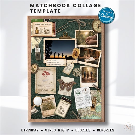 Modèle de collage de photos de randonnée, panneau de mémoire d'aventure (modifiable sur toile, téléchargement numérique) - Etsy France