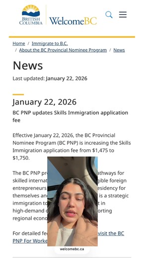 BC PNP UPDATE: Fees increased from $1475 to $1750 #bcpnp #bcpnpnews #bcpnpdraw #britishcolumbia #malhiimmigration