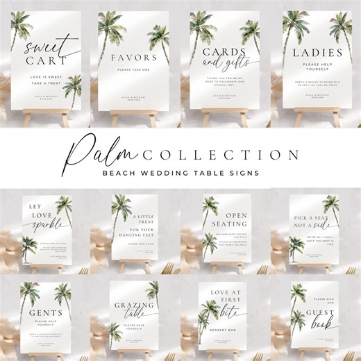 Palm Wedding Table Sign Bundle, Tropical Printable Beach Wedding Signs Collection, Coastal Destination Wedding Decor, Palm Tree Signs, PALM - Etsy