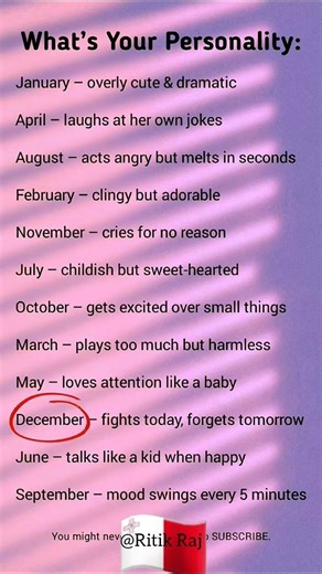 What's Your Personality According to Your Birth Month? 🤓🤭