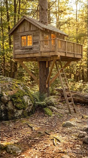 I Built a Kids Treehouse by Hand Around a Lone Forest Tree #bushcraft #survival #shorts
