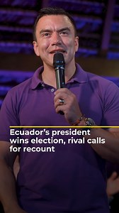 There were scenes of celebration amongst supporters of Ecuadorian President Daniel Noboa as he won the presidential election on Sunday, while rival candidate Luisa Gonzalez rejected the results and demanded a recount. | Al Jazeera English