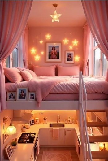 Dreamy Pink Loft Room Makeover ✨🌸 #home #homerenovation #shorts #youtubeshorts