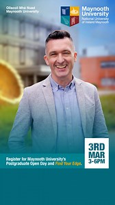 Dream job? Promotion? A fresh start? 💭 Whether you’re finishing your degree or planning a career change, Postgraduate Study at Maynooth University can give you the edge to make it happen 🙌 Now’s the time to take the next step and explore over 100 full & part-time course options at our Postgraduate Open Day. 👉Register now to join us on Tuesday, March 3rd. | Maynooth University