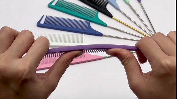 Yumflan Rat Tail Combs, 3Pcs Parting Combs for Braiding Hair, Nylon Hair Comb Rat tail Comb Rattail Comb with Stainless Steel Pintail for Sectioning, Parting and Styling (Mustard Yellow/Pink/Teal)
