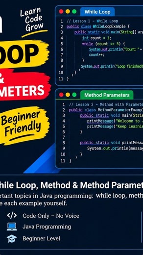 Java for Beginners | While Loop, Method & Method Parameters