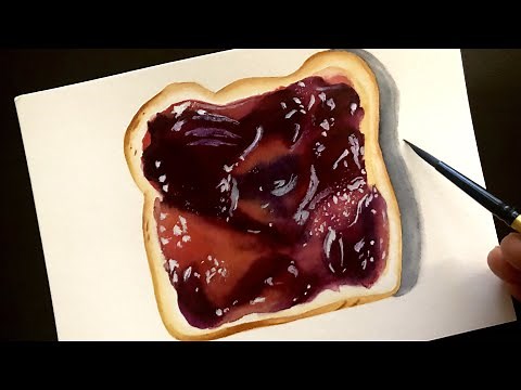 How To Paint Realistic Bread Jam| Step By Step Realistic Watercolor Food Illustration For Beginners