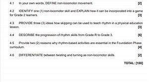 4.1 In your own words, DEFINE non-locomotor movement.4.2 IDEN... | Filo