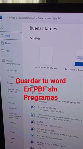 Microsoft Word: Guardar como PDF