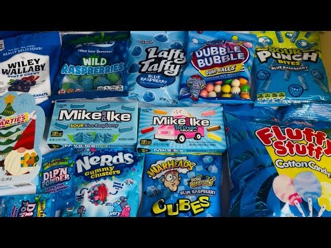 ASMR BLUE CANDY SALAD, MAKING SCHOOL LUNCH WITH 💙🍬🍭CANDY FOOD, RAINBOW COTTON CANDY SALAD
