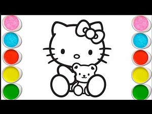 Hello kitty drawing and colouring step by step for kids and toddlers