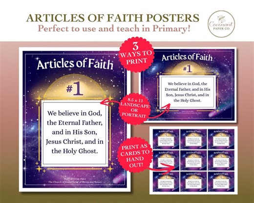 LDS Articles of Faith Posters | Scripture Wall Art (digital Download) - Etsy