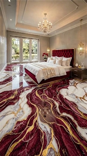 Luxury Epoxy Floor Transformation ✨ Empty Room to Dream Burgundy Bedroom