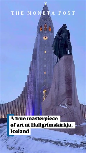 The stunning Hallgrímskirkja in Reykjavík is one of Iceland’s most iconic landmarks. Its unique architecture, inspired by the country’s volcanic landscapes, makes the church a true masterpiece. #Iceland #Reykjavik #Hallgrimskirkja #Architecture #Travel