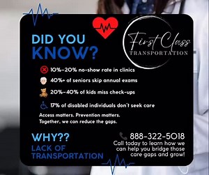 #healthcaregrowth #firstclasstransportation #healthcaretransportation #patientcare #bridgingthegap #patientengagement #transportationmatters | First Class Transportation