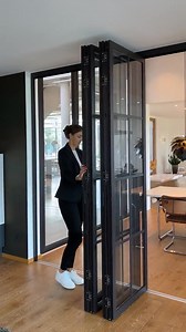 From home offices to flexible workspace design, #NanaWall #Generation4 opening glass systems redefine what it means to balance aesthetics and functionality. This interior opening glass system with Steel Effect design, glides effortlessly, opening up spaces and creating a private, sound-controlled environment whenever needed. Designed to enhance natural light while providing separation, it's the ideal choice for today's multi-use spaces. Via @Solarlux #FoldingGlassWalls #SteelEffect #InteriorDesi