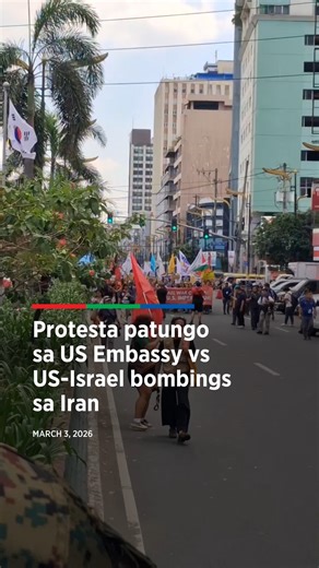 Protesta patungo sa US Embassy vs US-Israel bombings sa Iran. | via Jonathan Cellona, ABS-CBN News | ABS-CBN News