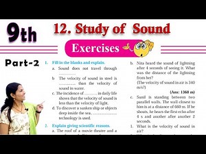 Exercises | 9th Science Exercises | Chapter 12 | Study of Sound | Part 2 #sounds