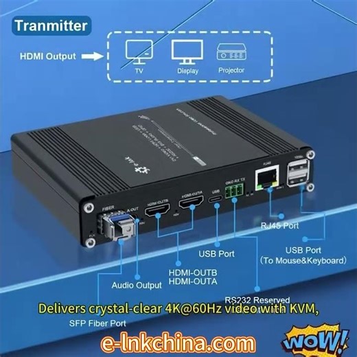 Multi-functional 4K 60Hz HDMI KVM Fiber Extender#fiber #hdmi
