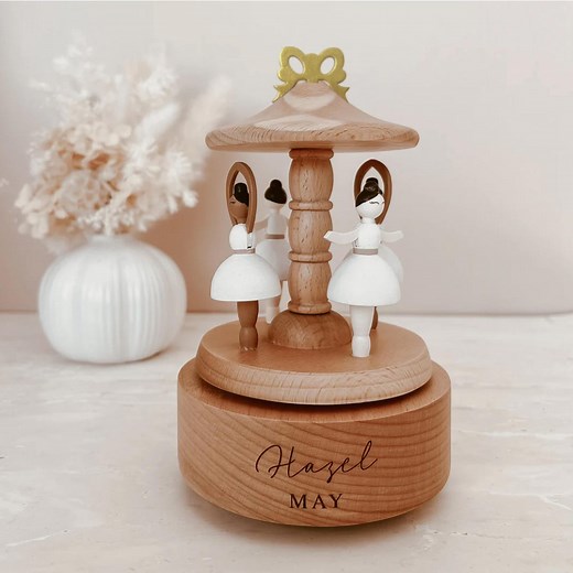 Personalised Ballerina Musical Carousel Wooden - Personalised Musical Carousel Wooden - Heirloom Music Box - Engraved Keepsake - Etsy