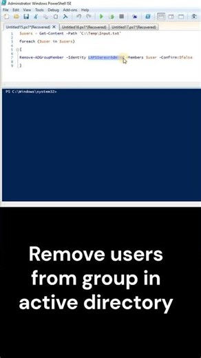 Remove users from group in active directory #ytshorts