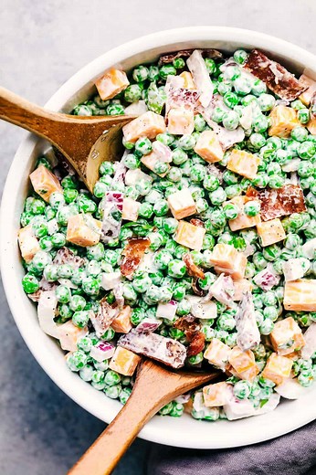 Best Ever Creamy Pea Salad with Bacon - The Recipe Critic