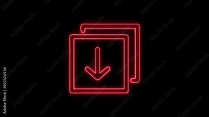 Downloading Files Icon - 4K Animated Design with Linear Symbol on Black Background