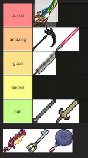Terraria Melee Weapons Tier List! (Hardmode) #terraria #shorts