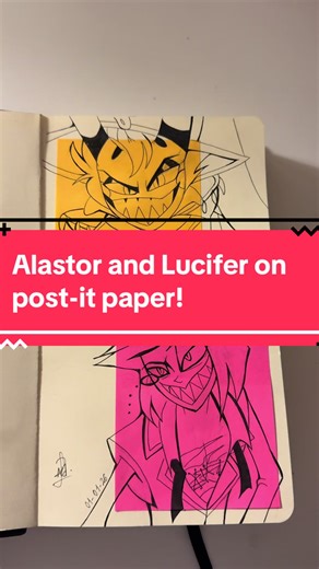 Drawing Alastor and Lucifer on Post-It Paper