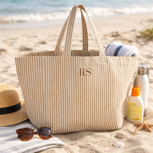 Personalised Oversized Beach Bag, Large Striped Tote Bag, Custom Name Holiday Bag, Summer Tote, Travel Bag, Gift for Her - Etsy UK
