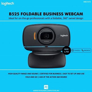 Logitech B525 FOLDABLE BUSINESS WEBCAM | MVR 1750/- | Viber 7741033 or Call 3003033 for more info - HIGH-QUALITY IMAGE AND SOUND | CERTIFIED FOR BUSINESS | EASY TO SET UP AND USE FOLD AND GO | AIM AT THE ACTION 360 degree - Free Delivery within Male', Hulhumale' and to boats. | Personal Computers