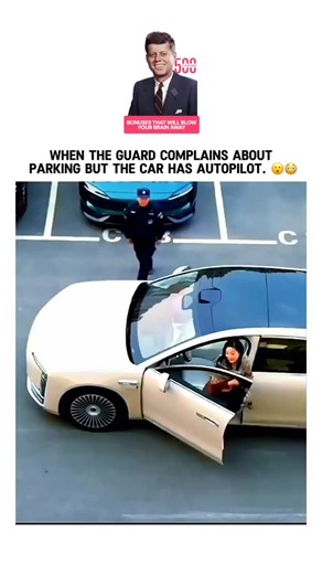 Fl0wSocial | Global Clips on Instagram: "Self-driving technology keeps pushing boundaries, and moments like this show just how far it has come. In this clip, a smart vehicle activates its autonomous parking system and handles a tight space with flawless precision while a nearby security guard watches in disbelief. What once felt experimental is now operating smoothly in real-world environments, relying on sensors, cameras, and AI-driven steering control to calculate distance, angle, and movement