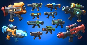 Low Poly Sci-Fi Blaster Pack Vol. 2 - Retro Style | 3D Guns | Unity Asset Store
