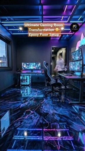 Ultimate Gaming Room Transformation 😳 Epoxy Floor Setup #epoxyfloor #beforeafter #gamingroombuilds