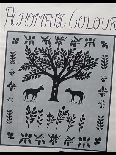 achromatic art colours for beginners ⚫🩶⚪ simple and beautiful vibe #easyart #achromaticart #tree