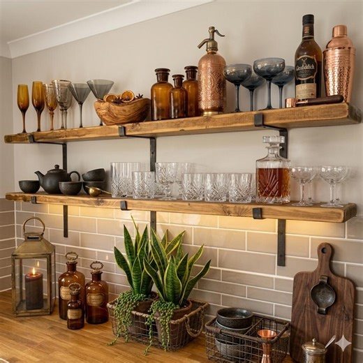 Rustic Floating Shelves Set of 2 | Handmade Wood Wall Shelf With Steel Brackets | Farmhouse Kitchen Bathroom Living Room Shelf - Etsy