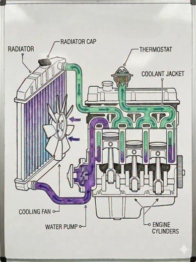 Torque craft on Instagram: "Engine Cooling System Explained ❄️⚙️ #fblifestyle #Torquecraft #ForEducationalPurposesOnly"
