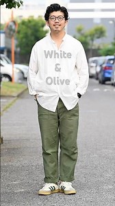 #markaware のタイプライターシャツに#ciota のベイカー。シンプルだけど靴までしっかり色合わせして。#メンズファッション #メンズコーデ #fashion #adidas #ootd