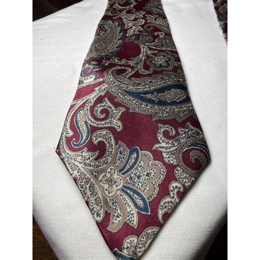 615 Collection Paisley Silk Blend Necktie Burgundy Blue Beige Men's Formal - Etsy